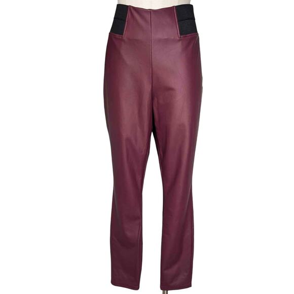 SIMPLY VERA Wang Burgundy Wine Pleather Vegan Leather Pants XL - Picture 1 of 1